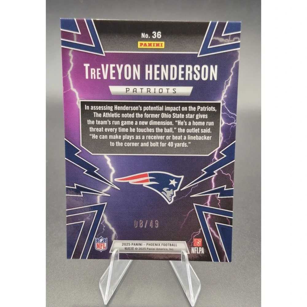 2025 Phoenix TreVeyon Henderson #36 Thunderbirds Yellow Mojo /49 (RC) Patriots